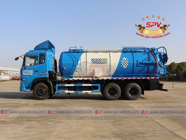 16,000 Litres Combined Vacuum Jetting Truck DongFeng - Left Side View